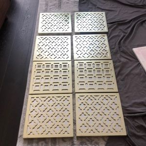 Set of 8. Decorative gold/antique finish mirrors